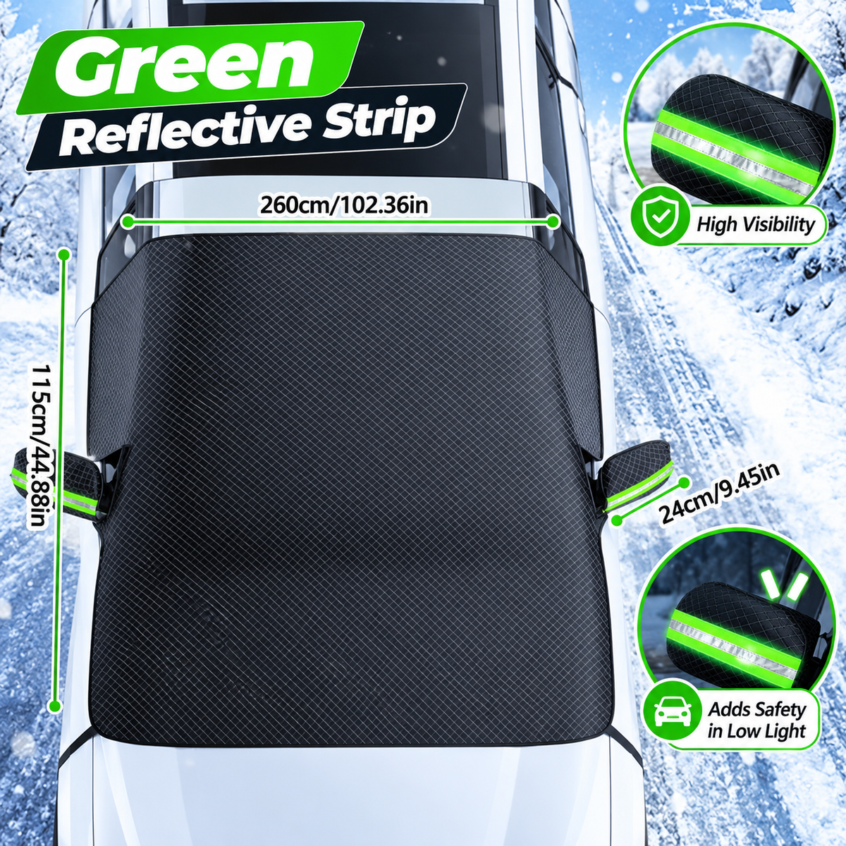 Windshield Snow & Frost Cover – All-Weather Car Windshield Sunshade