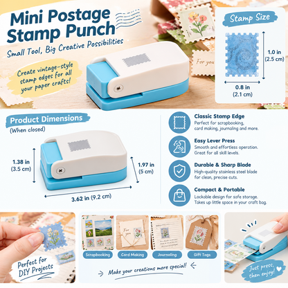 Mini Stamp Paper Punch – Postage Stamp Edge Craft Cutter for Scrapbooking & DIY