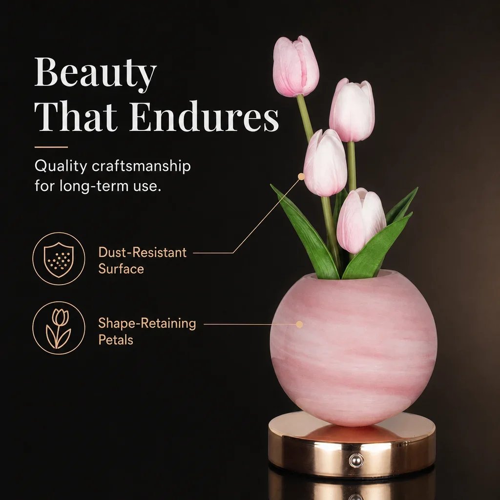 Tulip Planet LED Mood Lamp – Touch Control Bedside Light with Realistic Tulips