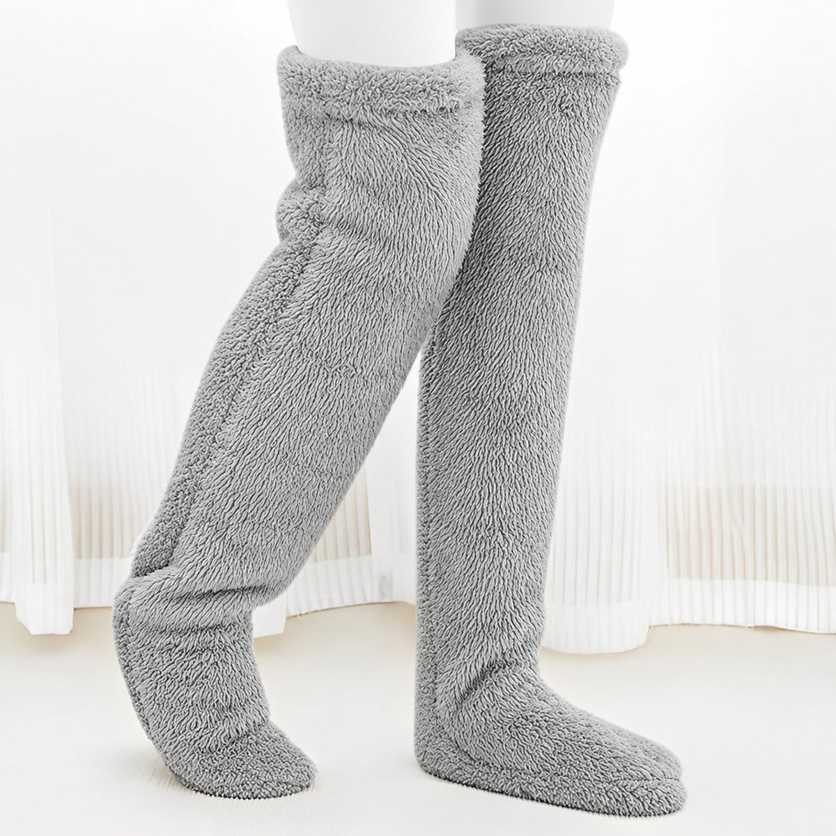 Ultra-Long Plush Thigh-High Socks – One Size, Cozy Home Socks for Winter Comfort❄️