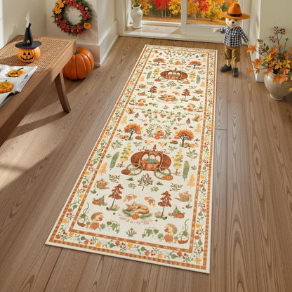 🎄 Vintage Christmas Deer & Santa Long Runner Rug