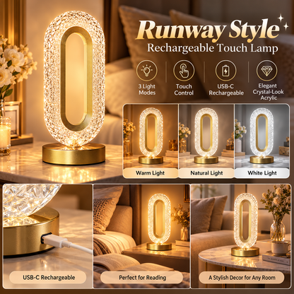 Rechargeable Touch Bedside Lamp – 3 Color LED Night Light