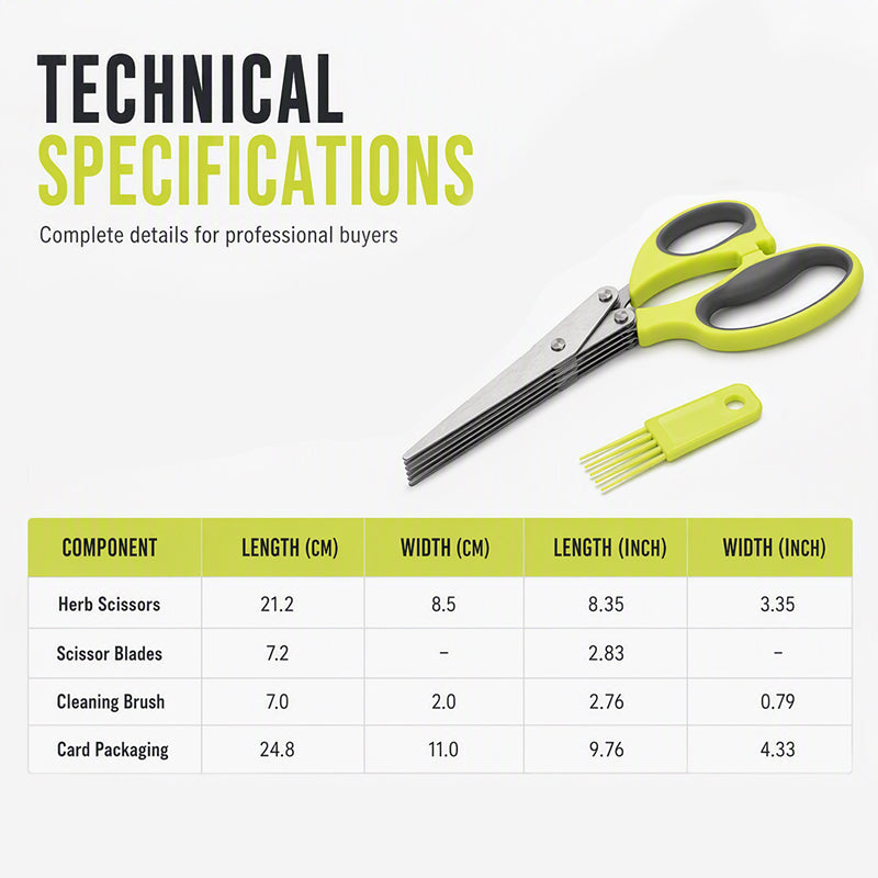 5-Blade Herb Scissors with Cleaning Brush – Stainless Steel Kitchen Herb Cutter