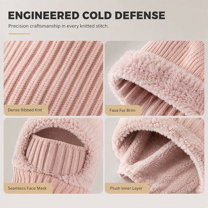 Women's Winter One-Piece Knitted Beanie, Scarf & Face Mask – Cozy Cold-Weather Hood
