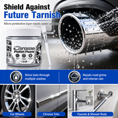 Metal Chrome Polish & Restorer Paste with Brush – 100g Metal Cleaner for Automotive & Household Use